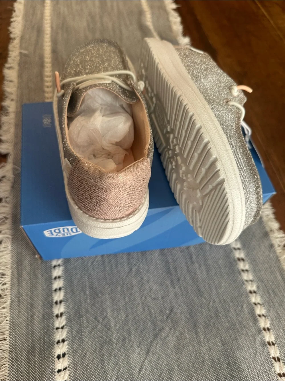 Shoes Kids Glitter Slip-On – Silver and Pink